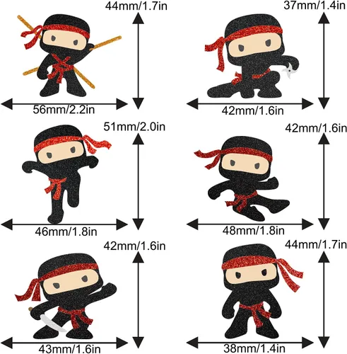 Vista 3 de 18 piezas de adornos para cupcakes de ninja con temática de fiesta de cumpleaños para niños y niños