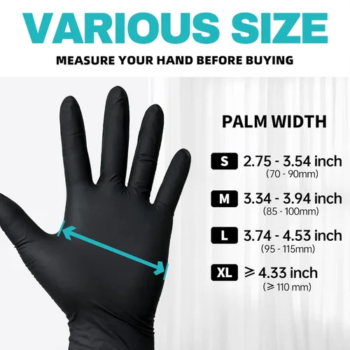 Vista 7 de Beastek Nitrile+™ 4 Mil Disposable Exam Gloves, Latex & Powder-Free Medical Food Safe Glove for Cooking Cleaning, Black 100Ct