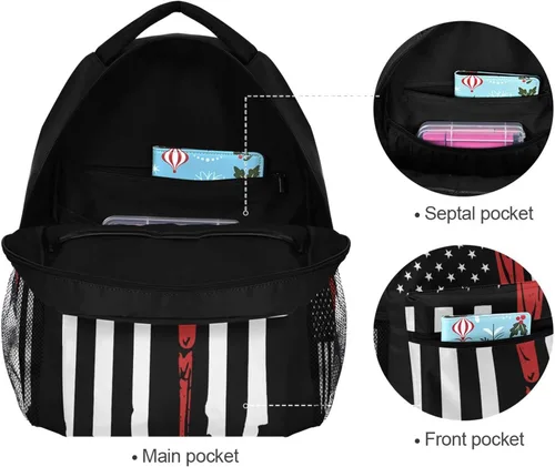 Vista 7 de Miaoquhe Mochila de béisbol con la bandera de Estados Unidos para niños, niñas, adolescentes, escuela, casual, mochila escolar para viajes, laptop
