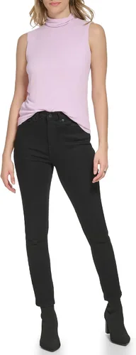 Vista 4 de Calvin Klein Blusa de cuello alto de malla casual para mujer