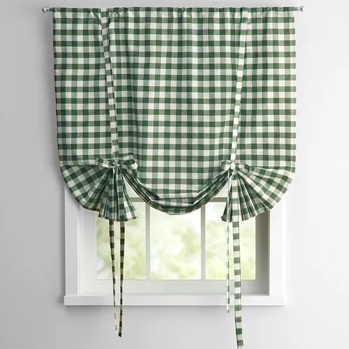 Vista 2 de BrylaneHome Buffalo Check - Persiana para ventana, color blanco y negro