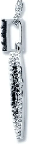 Vista 2 de ALESSANDRA BETTINI Colgante de corazón de diamante blanco y negro de corte redondo de 0.20 quilates con cadena, colgante de corazón Dabule, collares