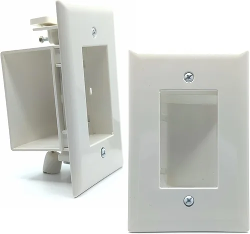 Vista 6 de DATA COMM Electronics 45-0008-BK - Placa de pared empotrada de bajo voltaje para montaje fácil, perfil delgado, se adapta detrás de soportes