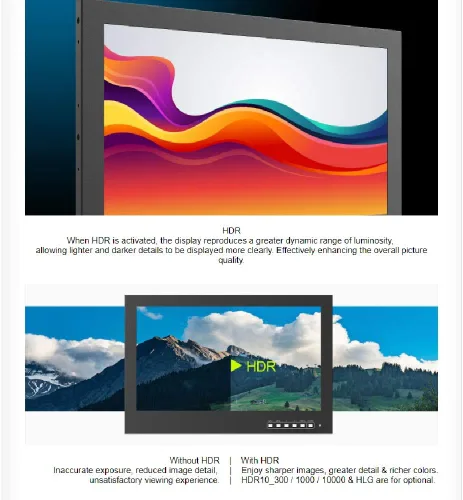 Vista 4 de LILLIPUT Monitor PVM150S 4K HDMI/SDI de 15.6", 1920x1080, 1000cd/m2, HDR10, monitor de seguridad para CCTV Full HD