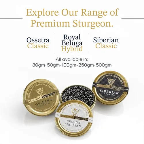 Vista 7 de BESTER CAVIAR Royal Beluga - Juego de muestras híbridas de 1.05 onzas (1.06 oz) - Paquete de muestras de esturión Huso huso x Baerii - Juego