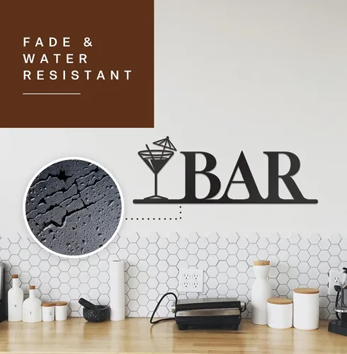 Vista 5 de Vivegate Decoración de pared de barra de metal, letras modernas de barra negra para decoración de bar del hogar