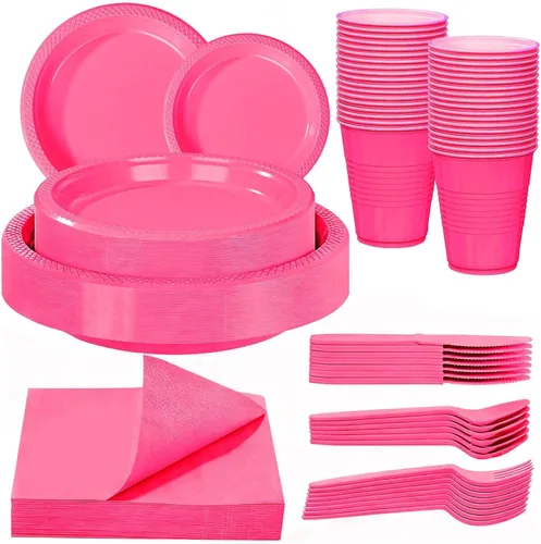 Vista 9 de WELLIFE 210 platos de plástico negro, platos desechables negros para fiesta