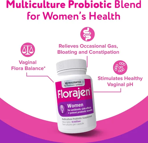 Vista 2 de Florajen Probióticos vaginales para mujeres, proporcionan salud intestinal y alivio del estreñimiento para adultos y alivio de la hinchazón