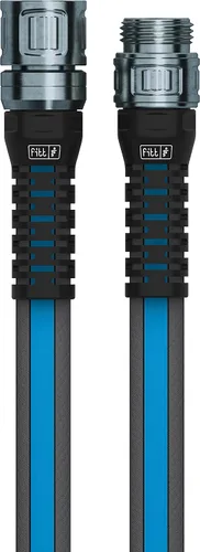 Vista 3 de FITT Force Pro Manguera de agua, manguera de jardín plana resistente ultra flexible duradera sin torceduras de grado comercial, gris y azul, 100