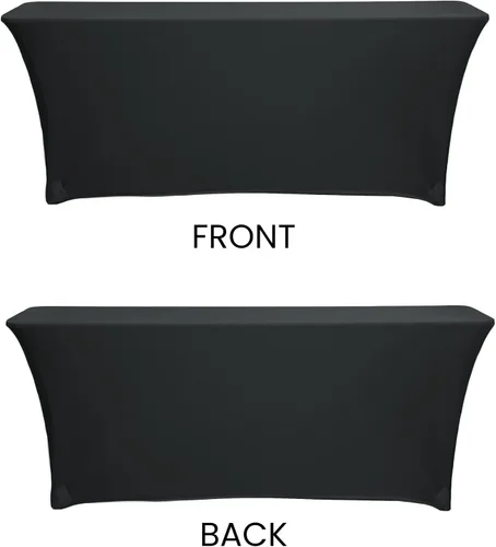 Vista 2 de YOUR CHAIR COVERS - Mantel elástico rectangular estándar de elastano de 6 pies x 18 pulgadas, color negro