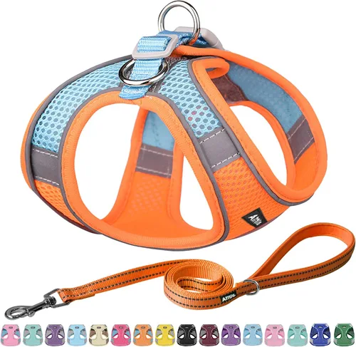 Vista 12 de AIITLE Arnés para perro, arnés sin tirones con correa, chaleco reflectante ajustable para perro, arnés para gatos a prueba de escape, caminar al
