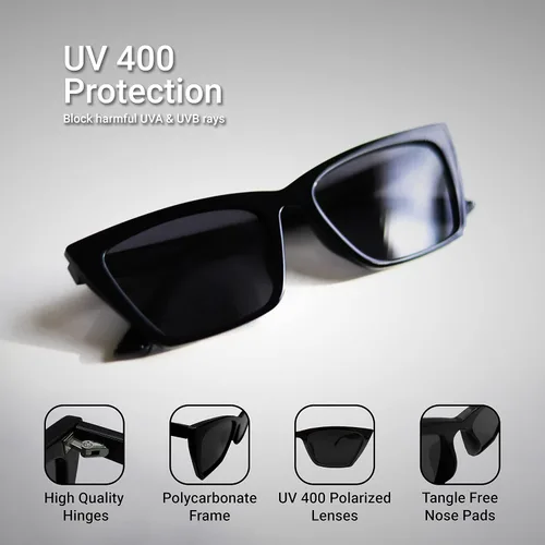 Vista 3 de Mostly Sunny - Gafas de sol polarizadas UV400 con montura cuadrada retro Cateye para mujer