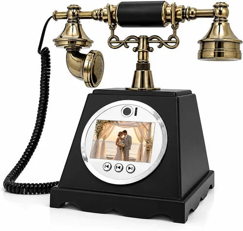 Vista 11 de Libro de invitados de audio y video, teléfono de boda, video HD 1080P, libro de invitados de estilo retro con batería de larga duración para bodas