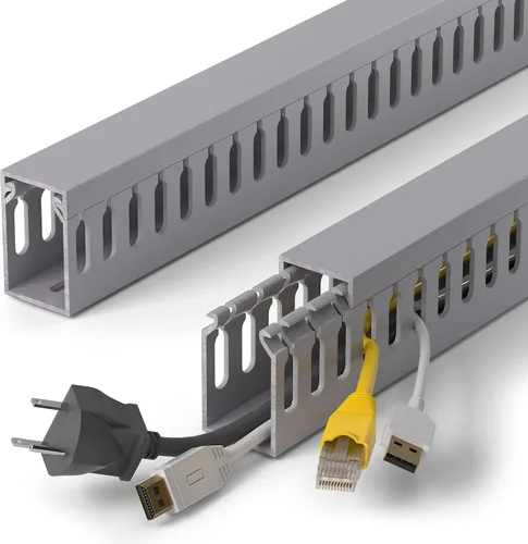 Vista 12 de ZhiYo Canaleta de gestión de cables para rack de servidores de 1.4 pulgadas de alto x 1.6 pulgadas de ancho, kit de conductos de cable de 12 pies