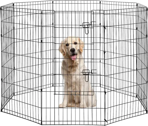 Vista 8 de BestPet - Corralito plegable de metal para perros, para interiores y exteriores, 8 paneles de 24 pulgadas