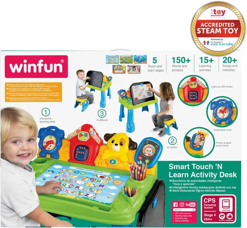 Vista 8 de Winfun Smart Learning - Escritorio interactivo de actividades para niños, centro de aprendizaje educativo con táctil, dibujo, pantalla LED