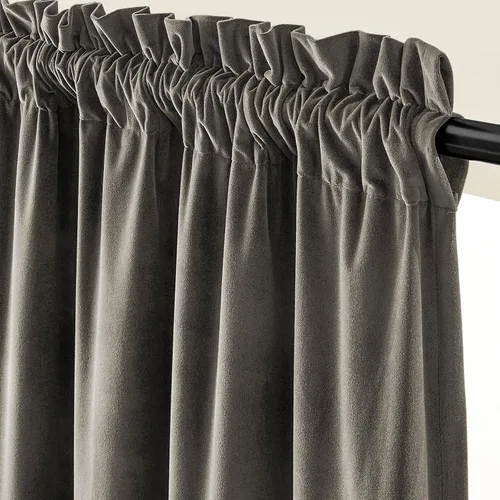 Vista 2 de Lazzzy - 2 paneles de cortinas opacas de terciopelo, con aislamiento térmico, muy suaves, lujosas, con bolsillo para cortinero, para dormitorio