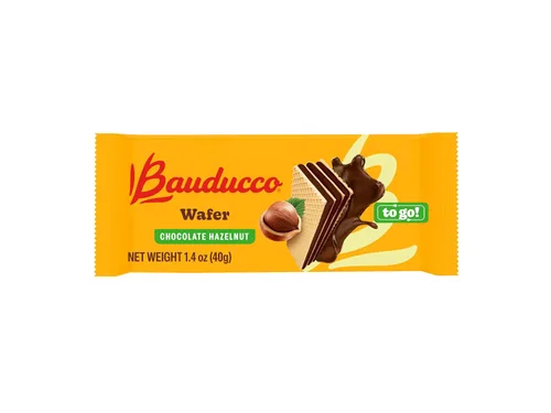 Vista 3 de Bauducco Galletas de oblea, chocolate y avellana, porción individual, 14.1 onzas (paquete de 10), obleas crujientes envueltas individualmente
