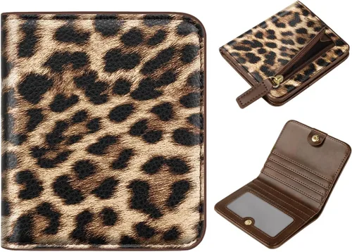 Vista 11 de Cartera pequeña con bloqueo RFID para mujer, con bolsillo plegable y compacto, lindo soporte para tarjetas de crédito, ranura para monedas, monedero