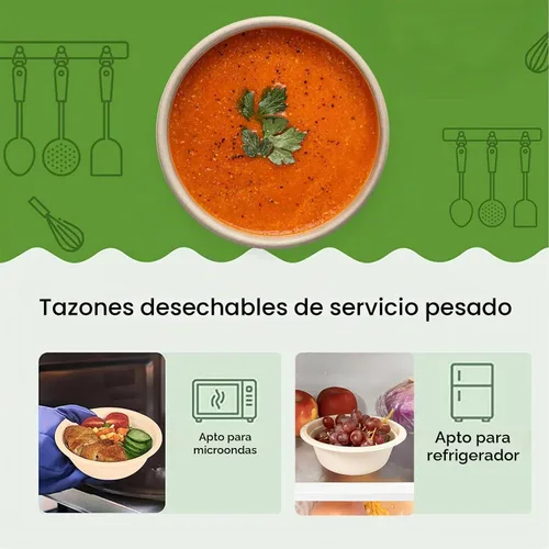 Vista 3 de Homestockplus Cuencos de papel desechables de 16 onzas, cuencos desechables pequeños y resistentes, hechos de bagazo natural para cereales, arroz
