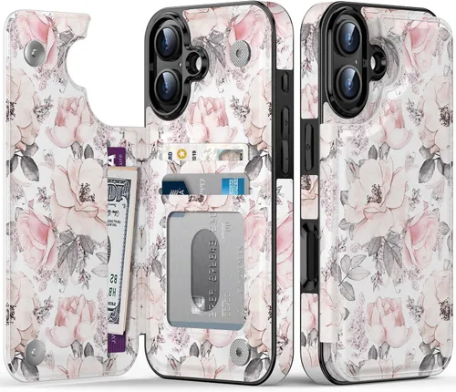 Vista 248 de LETO para iPhone 15 Pro Funda tipo cartera - Tapa tipo folio con patada - Diseños de moda - Tarjetero - Funda protectora para mujeres y niñas - 6.1
