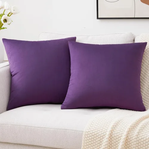 Vista 23 de Mixhug - Fundas de almohada decorativas de terciopelo, fundas de cojín para sofá y cama, juego de 2 fundas azules, 16 x 16 pulgadas
