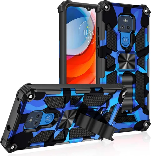 Vista 8 de Funda para Moto G Play 2021, grado militar, cubierta probada contra caídas, soporte integrado compatible con soporte magnético para automóvil, funda