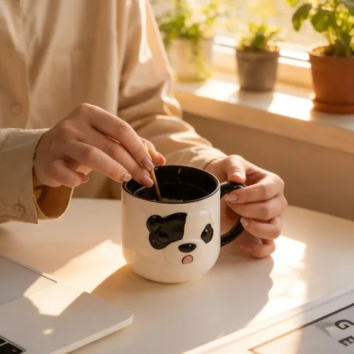 Vista 4 de Juego de 2 tazas de café de cerámica de 12 onzas para mujeres y hombres