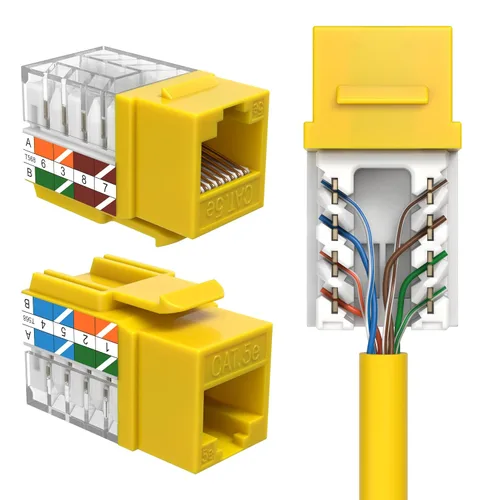 Vista 7 de SATMAXIMUM Conector de pared Ethernet Keystone Cat5e Punch Down UTP 45 grados (terminación más fácil que 90 grados), terminación de velocidad