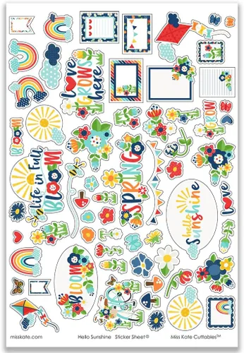 Vista 4 de Kit de papel y calcomanías – Hello Sunshine – Kit de álbum de recortes de primavera – Papel de doble cara de 12 x 12 pulgadas + calcomanías