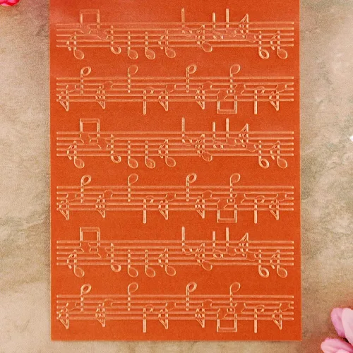 Vista 4 de Notación musical Fondo de partitura de música Carpetas de grabación en relieve de plástico para hacer tarjetas, álbumes de recortes y otras