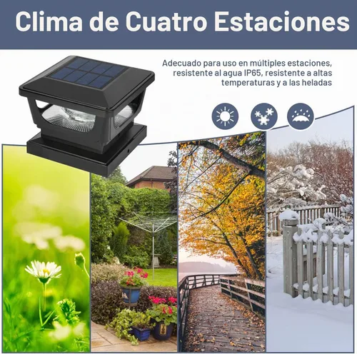 Vista 7 de Paquete de 2 luces solares para tapa de poste, IP65, impermeables, 120 lúmenes, 6500 K, blanco frío, negro Auto Dusk-to-Dawn Lighting, Fits 3x3