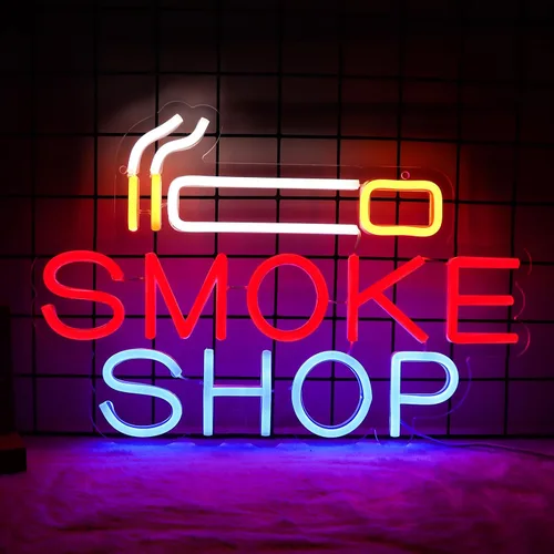 Vista 11 de Smoke Shop - Letrero de neón para publicidad de tienda de negocios, luz de cueva de hombre, decoración de bar o garaje, luz de vibraciones para pub