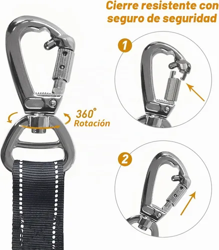 Vista 8 de AUBELL Correa táctica para perro resistente, correa elástica sin tirones de Negro