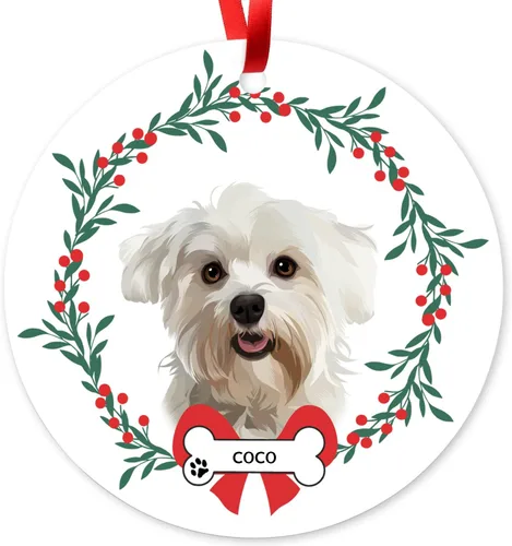 Vista 13 de Adorno de Navidad personalizado de Beagle, adorno personalizado con nombre de mascota, regalos para los amantes de los perros Beagle, decoración