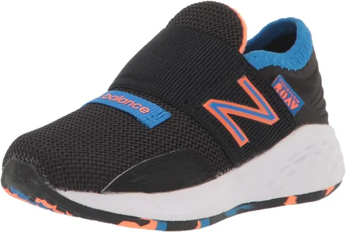 Vista 32 de New Balance Tenis unisex para bebé Fresh Foam Roav V1 sin cordones Aluminio ligero y negro.