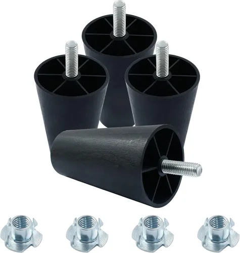 Vista 8 de Murtenze 4 patas de plástico para sofá de 2 pulgadas, patas de repuesto negras para sofá, patas redondas para muebles con pernos M8 para sofá