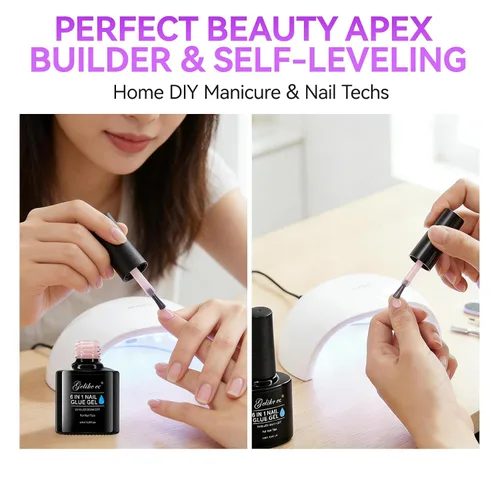 Vista 6 de Gelike EC Peachy Jelly Gel de Pegamento para Uñas - 6 en 1 Uñas Acrílicas Transparentes Extra Fuertes - Adhesivo de Extensión de Larga Duración UV