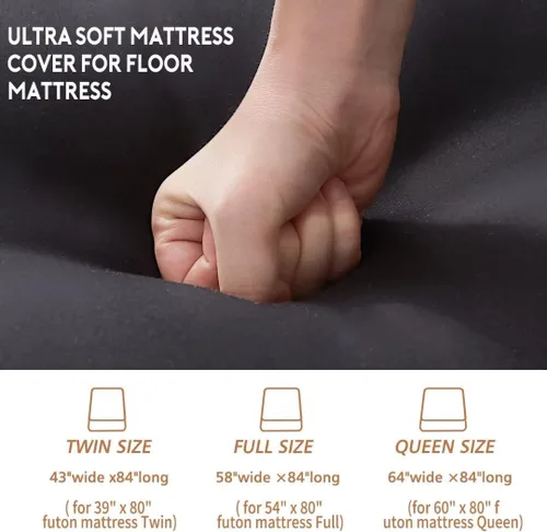 Vista 5 de Funda para futón japonés de piso con cierre, súper suave y lavable a máquina Twin Full Queen