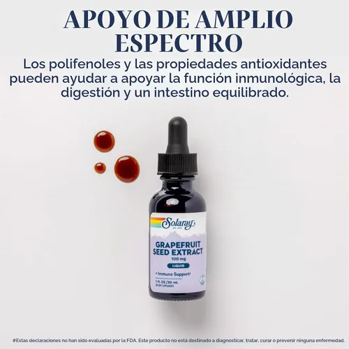 Vista 3 de SOLARAY Gotas de extracto de semilla de pomelo de 100 mg - Suplemento de apoyo para el bienestar - Prácticas gotas líquidas, verificado por
