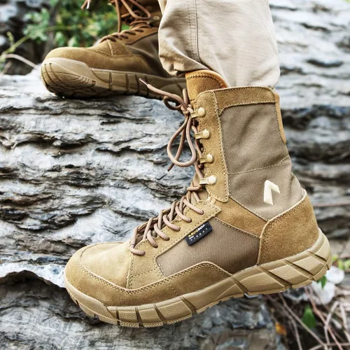 Vista 6 de PAVEHAWK Botas tácticas de 8 pulgadas para hombre, botas militares de coyote ligeras para senderismo, trabajo, combate