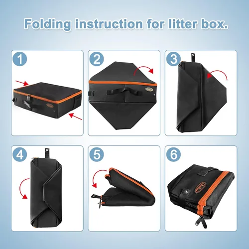 Vista 8 de Deblue Caja de Arena Portátil de Viaje para Gatos con Tapa, A Prueba de Fugas y A Prueba de Agua, Caja de Arena Ligera para Gatos para Carro, Viaje