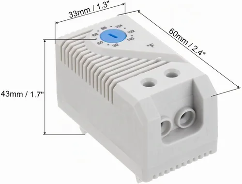 Vista 2 de MECCANIXITY Interruptor mecánico Termostato Gabinete Controlador de Temperatura 32-140°F Ajustable Normalmente Abierto (N.O) Interruptor de control