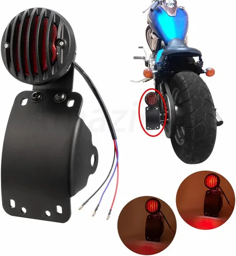 Vista 5 de Amazicha Luz de freno trasera LED para motocicleta de 3/4 pulgadas con soporte, IP67 impermeable para placa de matrícula de montaje lateral
