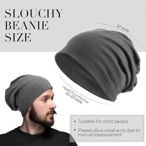 Vista 3 de SATINIOR Gorro holgado de 4 piezas para dormir gorro de dormir de punto de calavera holgada gorro de dormir para hombres y mujeres azul gris