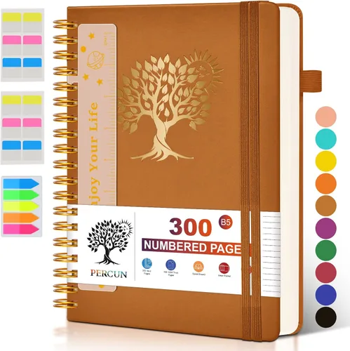 Vista 18 de Cuaderno grande en espiral para mujeres y hombres, 300 páginas rayadas numeradas, con rayas universitarias, cuaderno encuadernado en espiral de tapa
