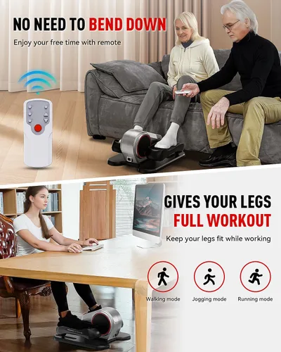 Vista 6 de Home Elliptical Trainer, Indoor Exercise Machine for Full‑Body Workout & Under‑Desk Fitness Blanco