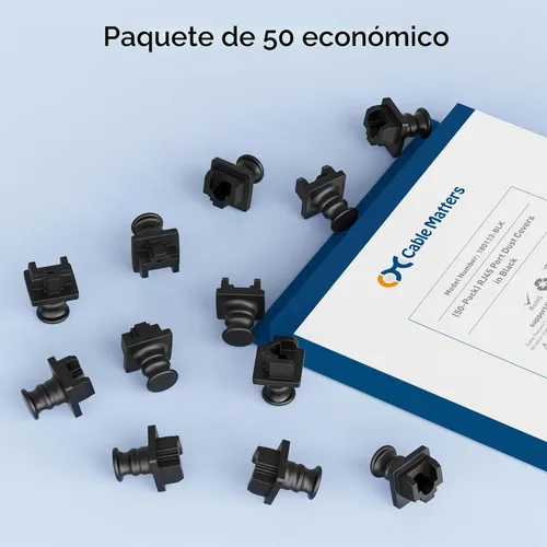 Vista 6 de Cable Matters Paquete de 50 cubiertas antipolvo RJ45, cubierta de puerto Ethernet, color negro