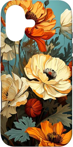 Vista 32 de Funda de flores mexicanas para iPhone 12 Pro Max Marigold Flower and Teal Aqua Blue Cyan