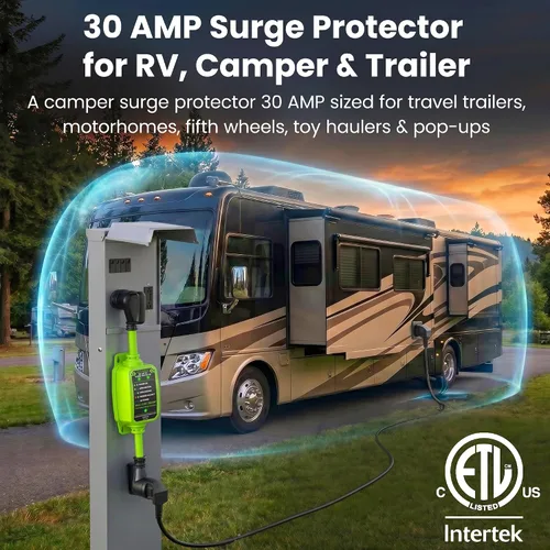 Vista 15 de GEARit Protector contra sobretensiones RV de 30 amperios con analizador